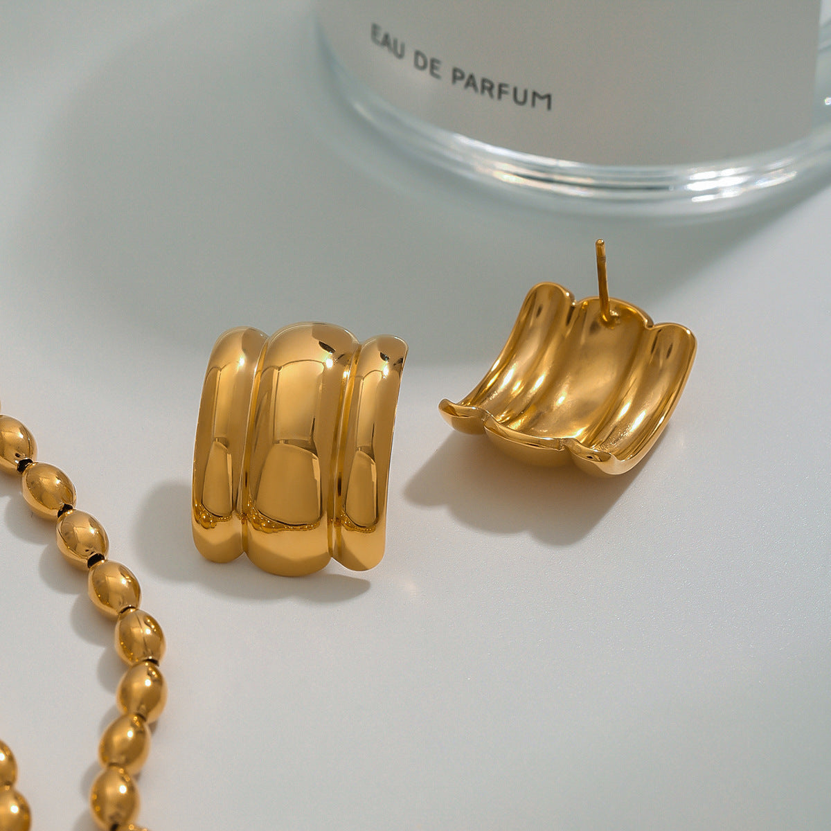 Pendientes de Aro Minimalistas Geométricos Chapados en Acero Inoxidable para Mujer