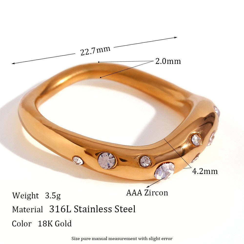 Minimalist Geometric Stainless Steel Ring Set with 18K Gold Plating for Women