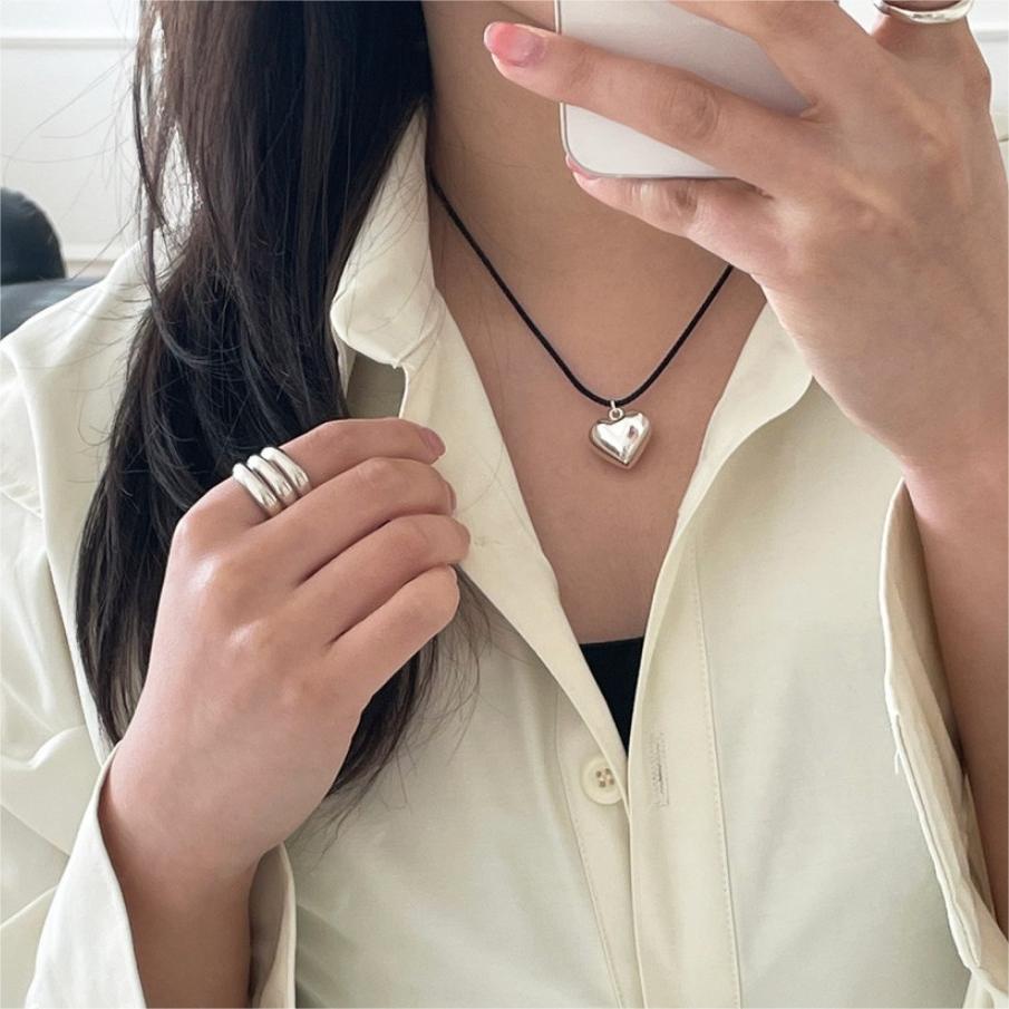 Minimalist Heart-Shaped 925 Sterling Silver Necklace with Gold Plating on Waxed Cotton Cord