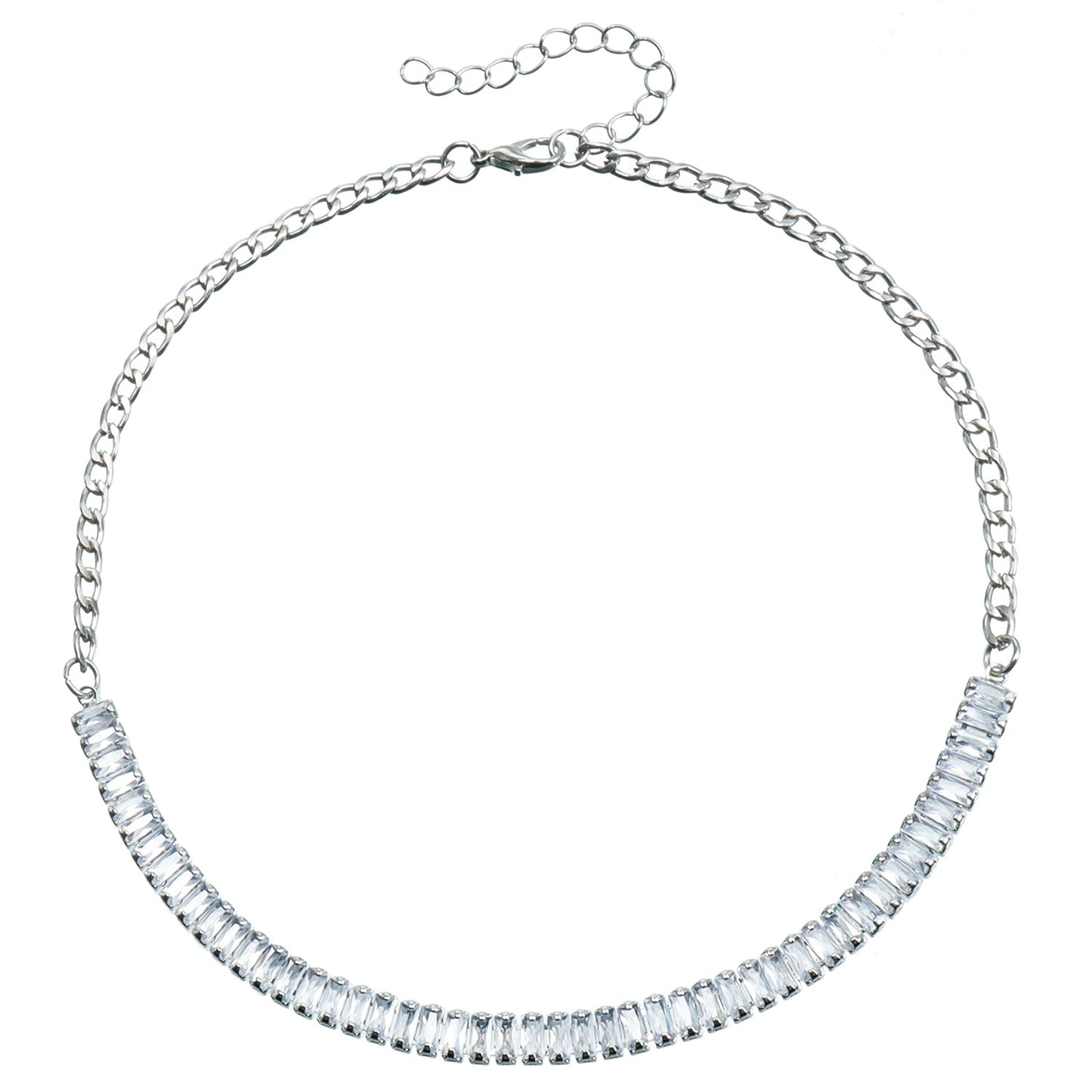 Fashionable Crystal-Embellished Clavicle Necklace with Tassel and Heart Shape in Alloy with Plating Finish for Women