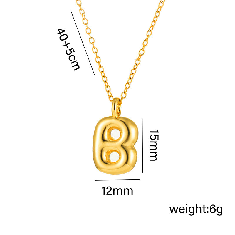 Collar minimalista de acero de titanio chapado en oro de 18 quilates con forma de letra delicada para mujer