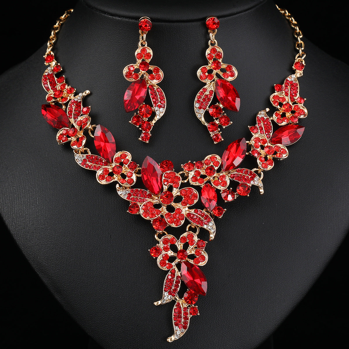 Personalized Floral Alloy Jewelry Set with O-Chain Necklace and Earrings