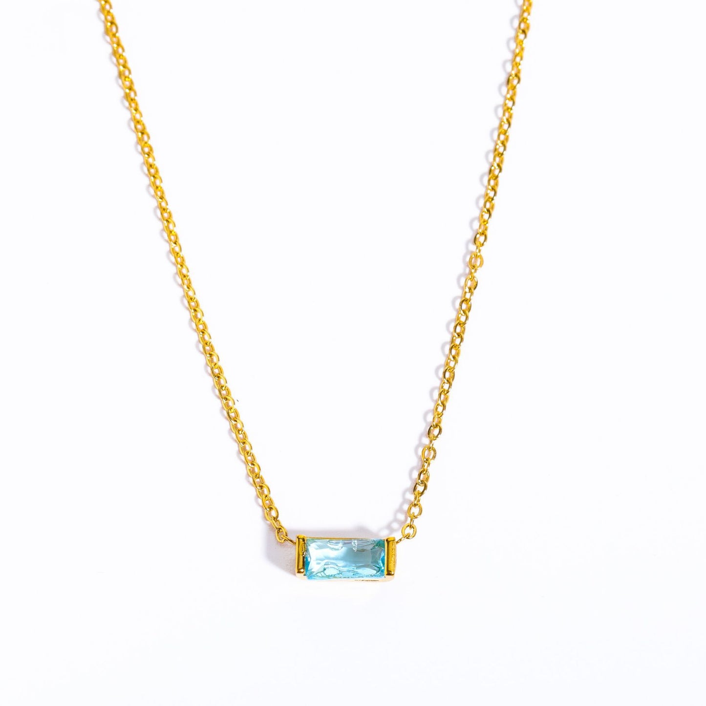 Collana Geometrica Placcata in Acciaio al Titanio con Zirconia Cubica Pietra Portafortuna Unisex