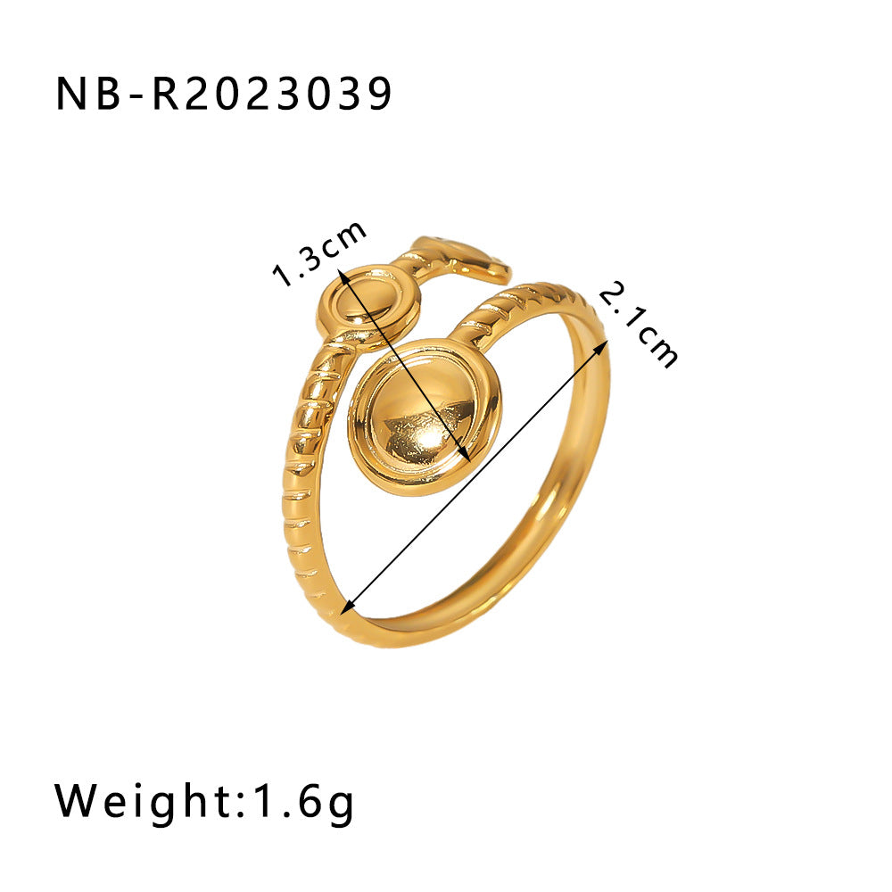 Minimalist Heart-Shaped Geometric Stainless Steel Open Ring for Women with 18K Vacuum Plating Finish