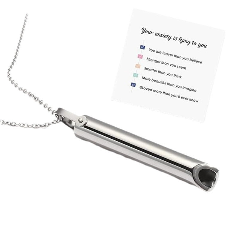 Natural Style Geometric Stainless Steel Pendant Necklace with Titanium Steel Charm and Plated Finish for Mindfulness Breathing and Stress Relief