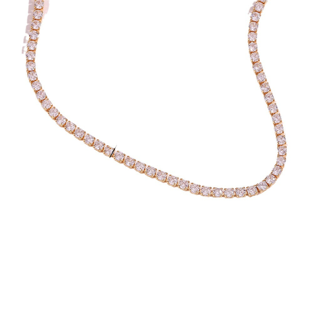 Minimalist Geometric Pendant Necklace for Women in Copper with 18K Gold Plating and Micro-Pave Zirconia