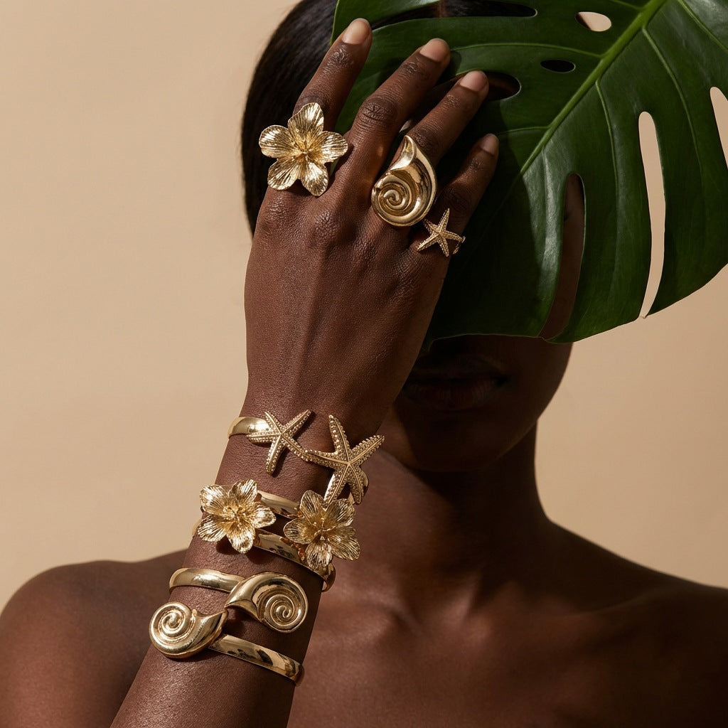 Vintage Geometric Floral Plated Alloy Ring for Women
