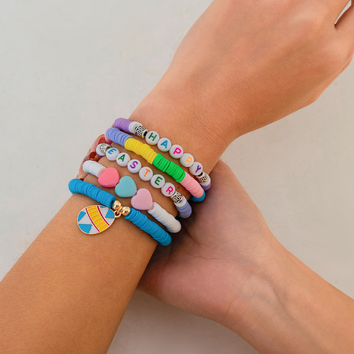 Set di braccialetti in lega con forme geometriche e animali, stile minimalista, con motivo a cuore, elettroplaccati per donne, regalo di Pasqua