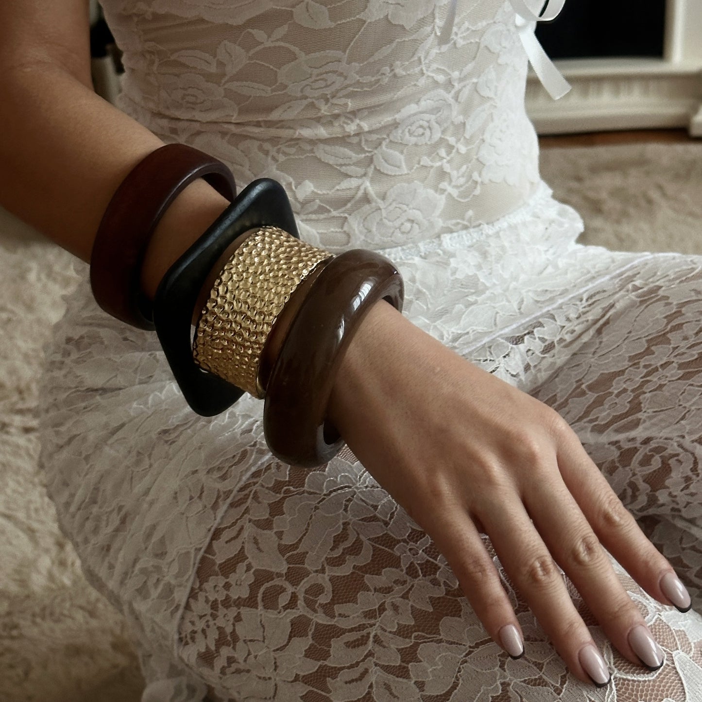 Minimalist Geometric Square Round Alloy Plated Bracelet