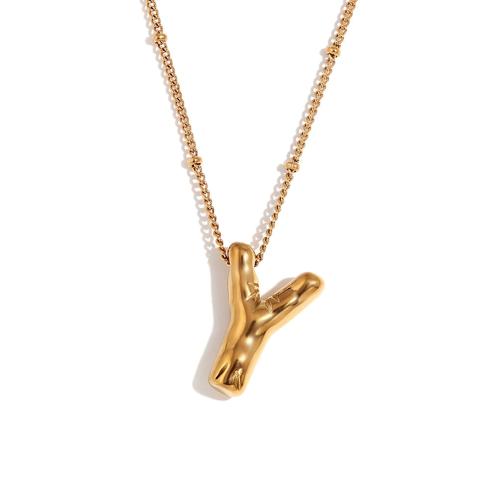 Fashionable Letter-Shaped Stainless Steel Pendant Necklace with 18K Gold Plating for Women