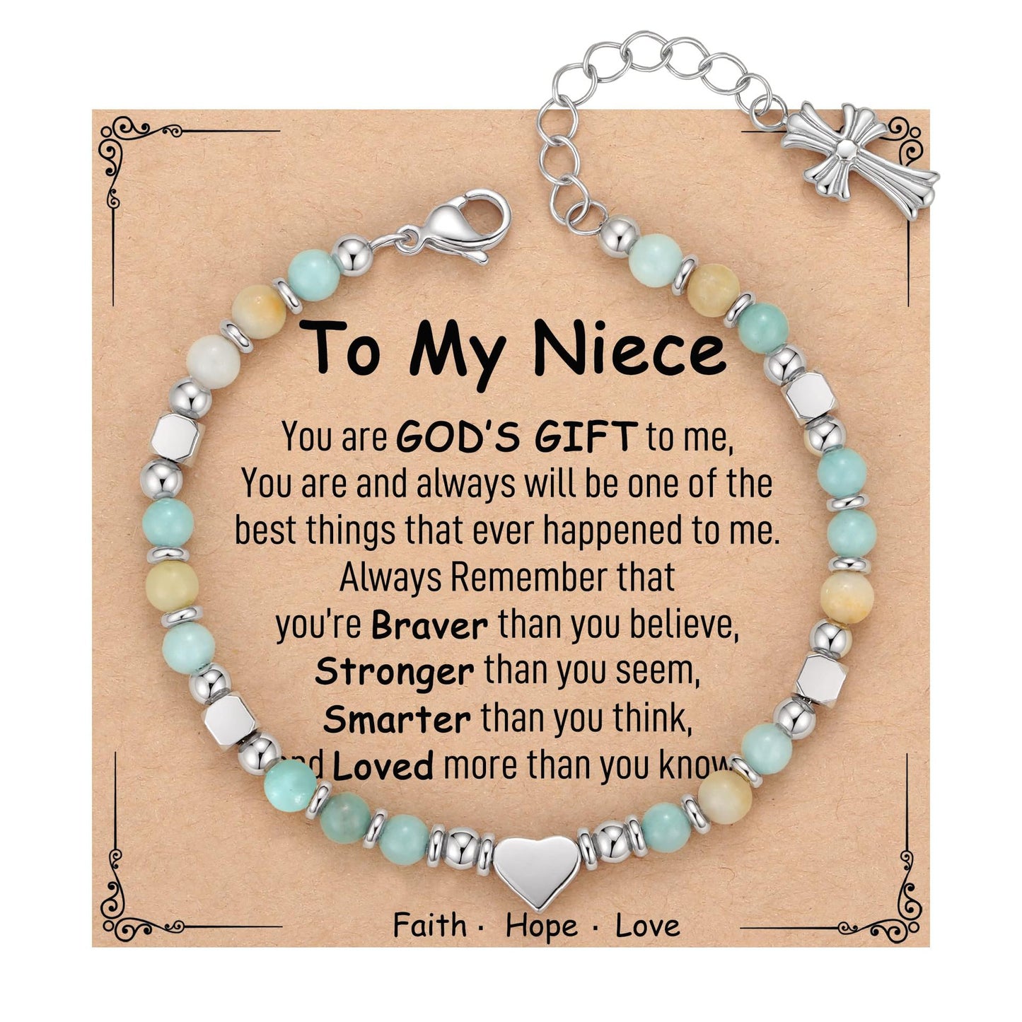 Sweet Heart Cross Stainless Steel Bracelet