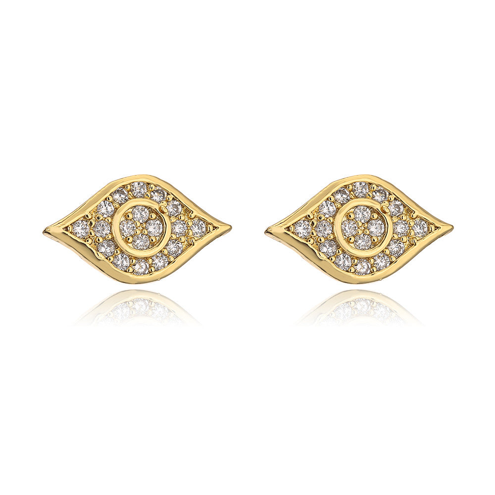 Minimalist Bowknot-Shaped Copper Earrings with 18K Gold Plating and Micro-Pavé Zirconia Eye Detail