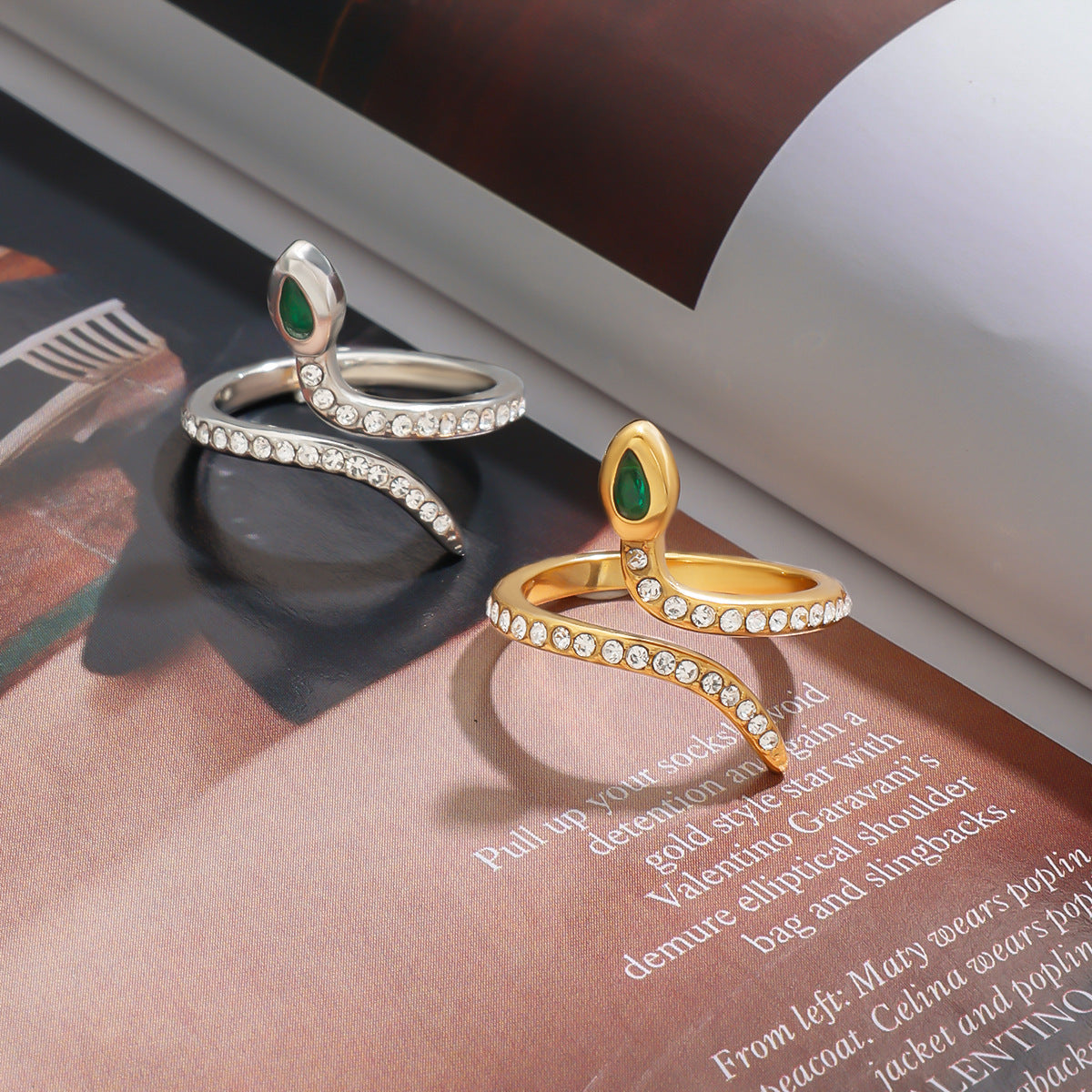Elegant Geometric Snake Plated Stainless Steel Ring for Women