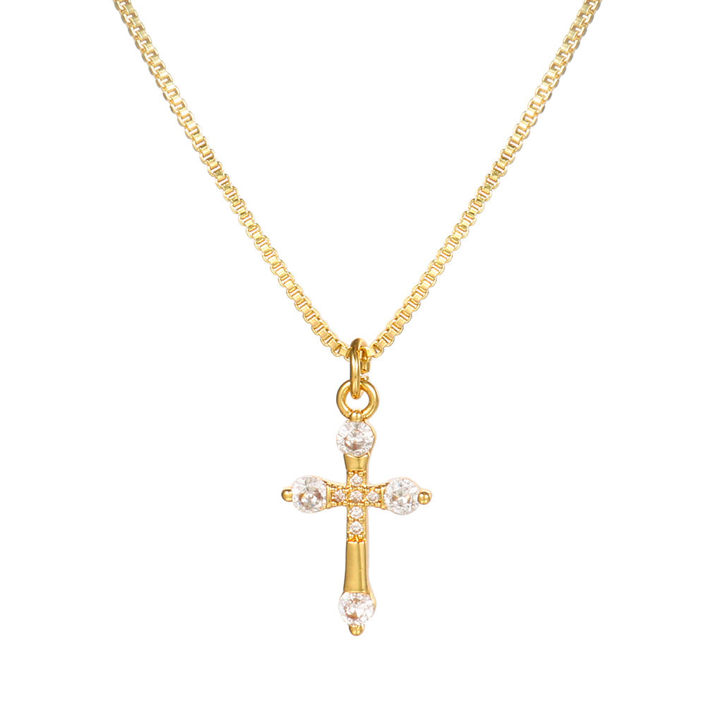 Brass Cubic Zirconia Butterfly Cross Dragonfly Heart Moon Pendant Necklace for Women with Box Chain