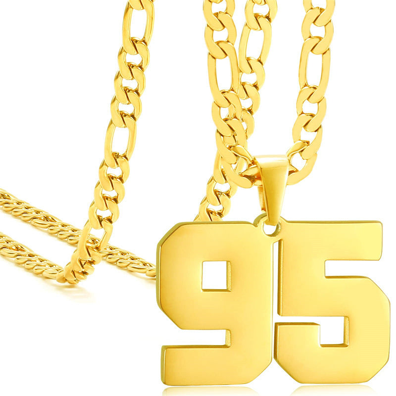 Minimalist Numeric Pendant Necklace for Men and Women Stainless Steel Chain with Polished Titanium Steel Charm