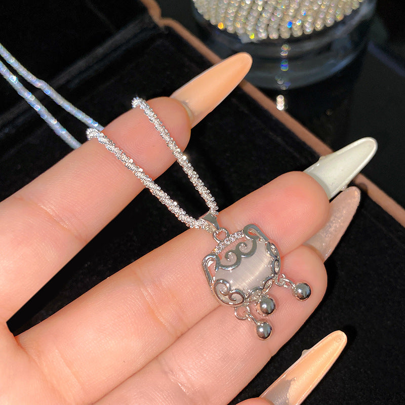 Sweet Sporty Titanium Steel Plated Necklace with Animal Brass Pendant, Cubic Zirconia and Pearl Inlay