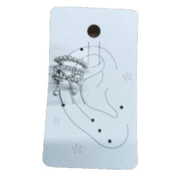 Eleganti Orecchini a Polsino a Fiocco con Perle Finte e Intarsio di Zirconi da Donna, Stile Lusso, Gioielli alla Moda per l'Orecchio
