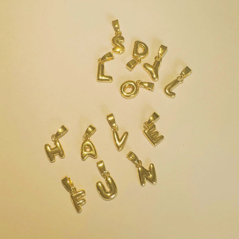 18K Gold Plated Letter Pendant Brass