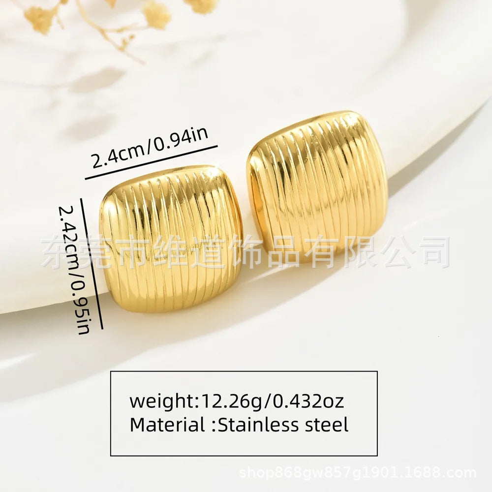 Beach Style Stainless Steel Geometric Starfish Shell Stud Earrings for Women