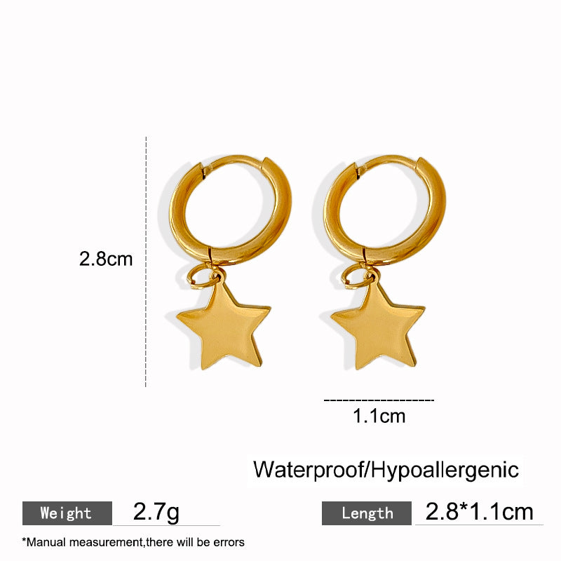Elegant Titanium Steel Drip Oil Plated Stud Earrings for Women