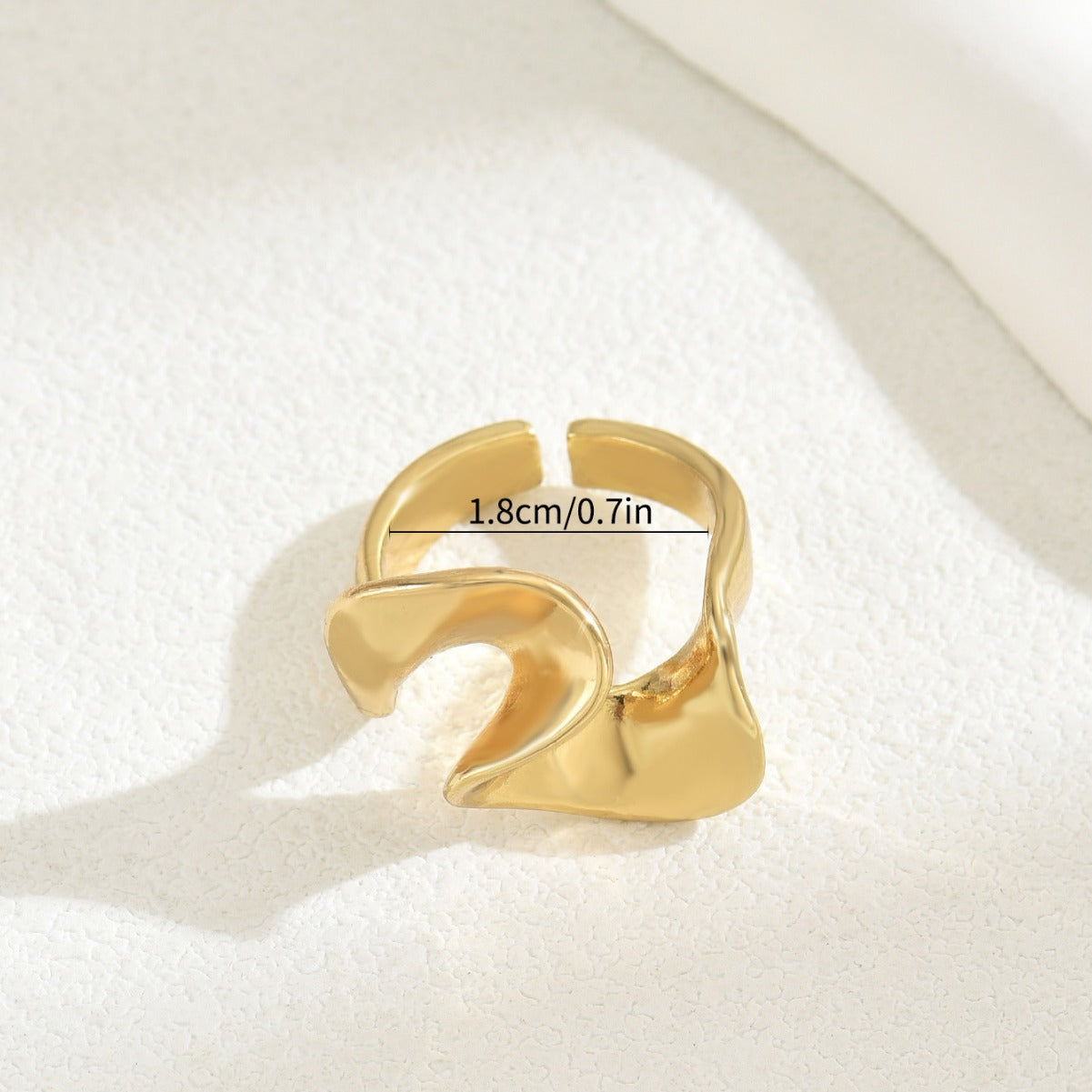 Anillo de cobre ajustable abierto con forma de U, geométrico, chapado en oro de 18 quilates, estilo Chanel, dulce y minimalista para mujer