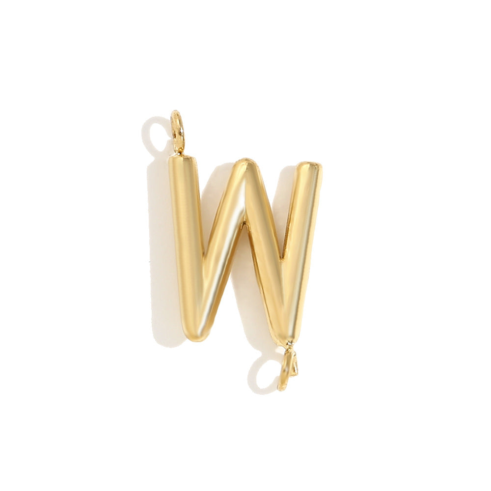 Minimalist 18K Gold Plated Stainless Steel Letter Charm Bar