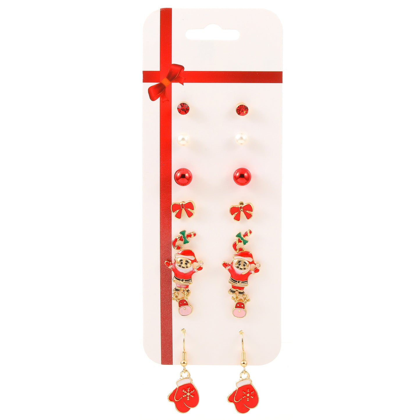 Aretes de tuerca geométricos de aleación de zinc estilo Ins con diseño de ciervo y bastón de caramelo para mujer con acabado galvanizado