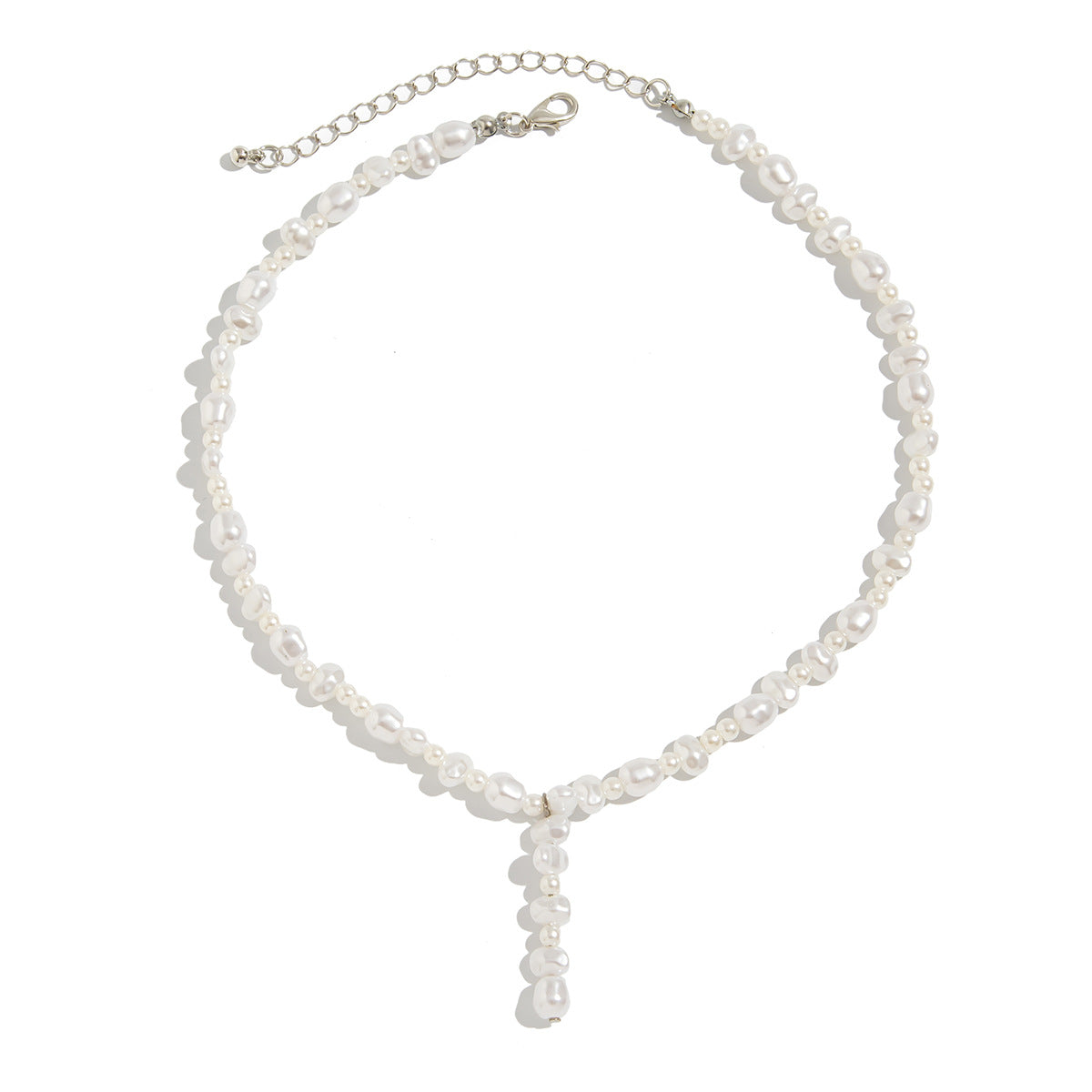 Collana a Y da donna in stile vintage francese con pendente a goccia di perle d'imitazione, pendente in lega placcata e catena di perle multistrato
