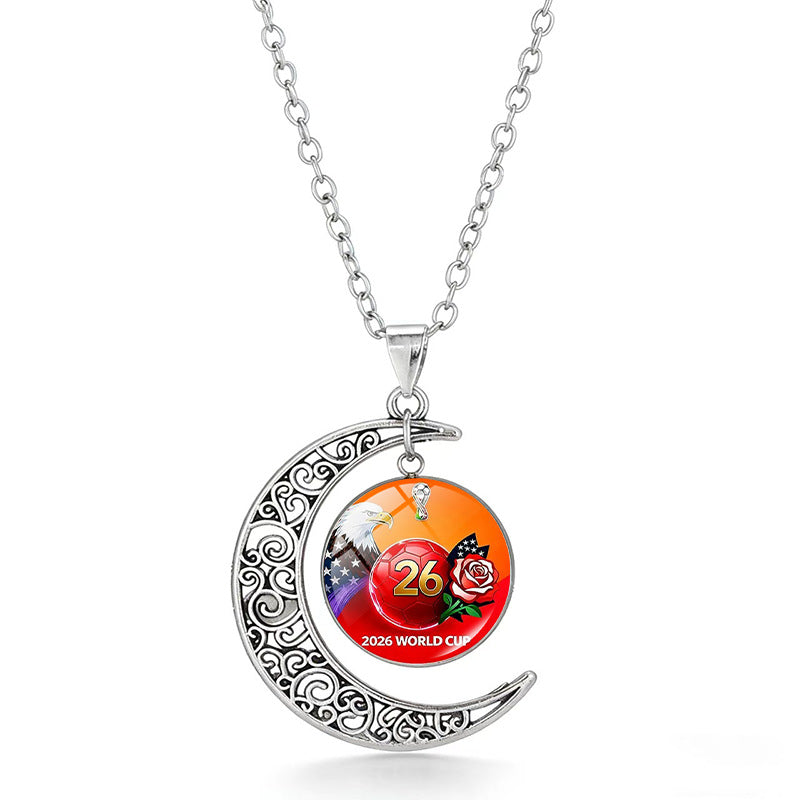 Collana Pendente Luna Geometrica Sportiva in Lega Placcata con Charm in Cristallo da Donna