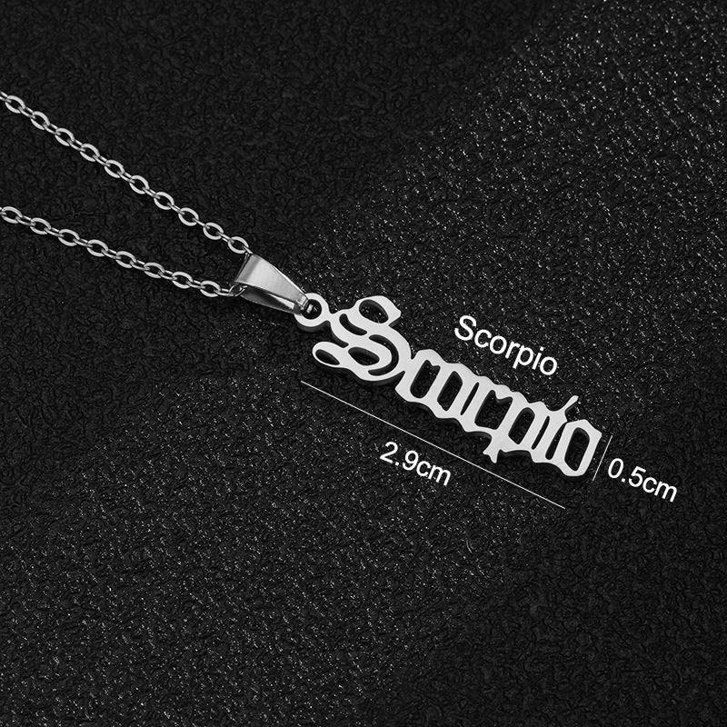 Zodiac-Themed Stainless Steel Pendant Necklace with Titanium Steel Charm and Electroplated Finish for Unisex Wear