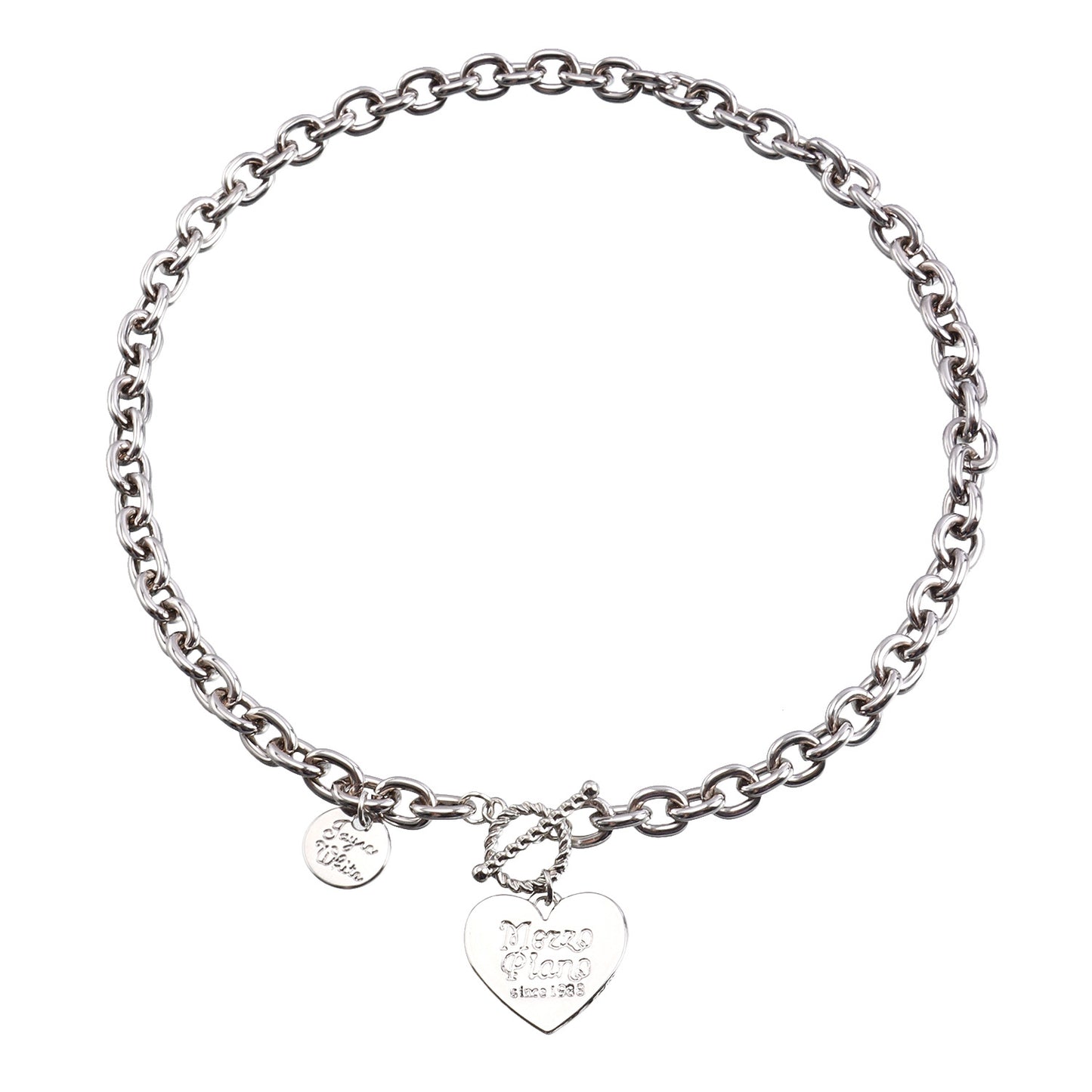 Punk Style Heart-Shaped Alloy Clavicle Necklace with Electroplated Finish for Women