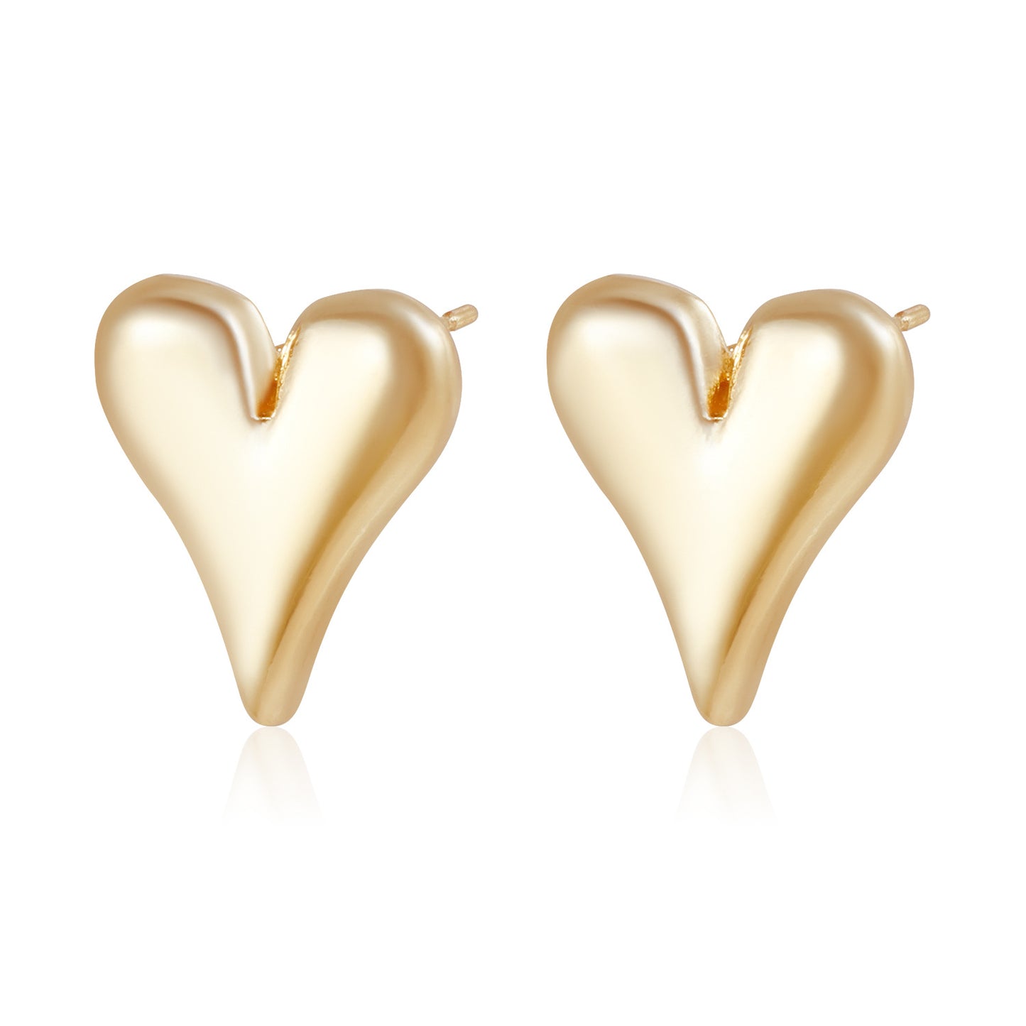 Pendientes de aleación con forma de corazón simétrico de estilo vintage y acabado chapado para mujer