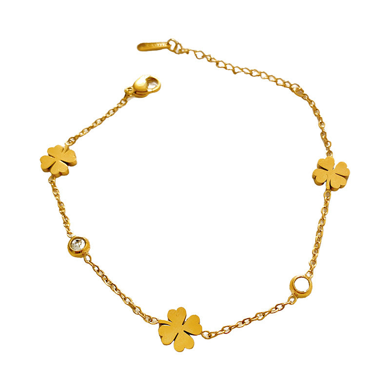Minimalist Luxury Gold Plated Titanium Steel Micro Pave Diamond Bracelet