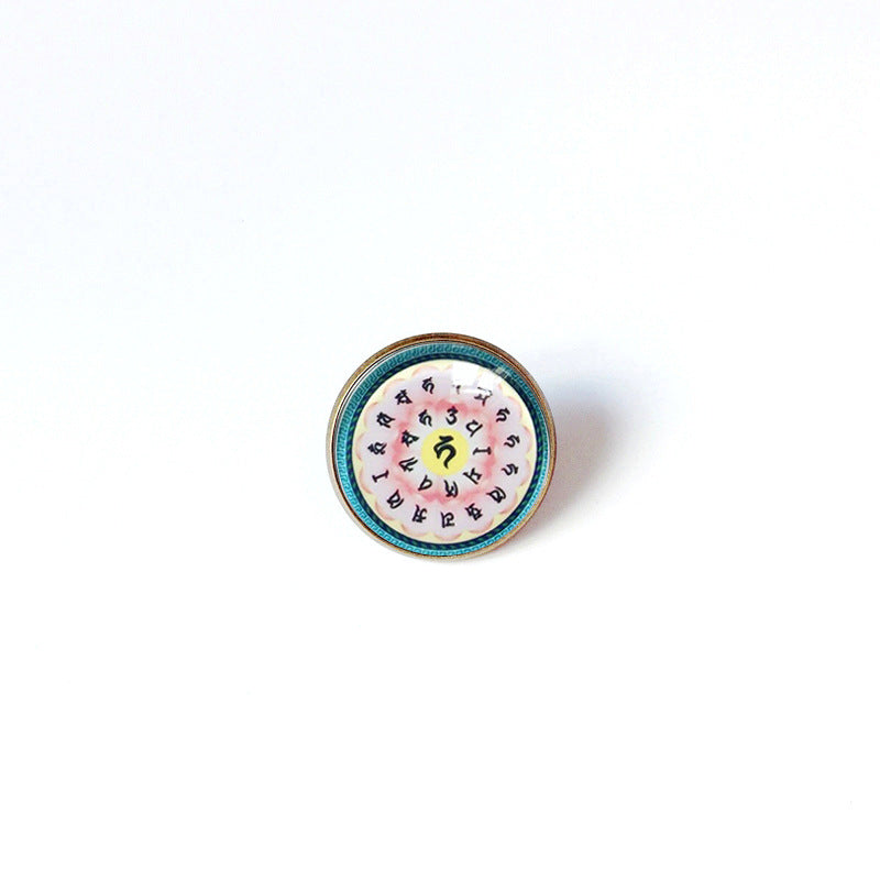Broche floral vintage bohemio de mandala en latón con acabado chapado para mujeres y hombres