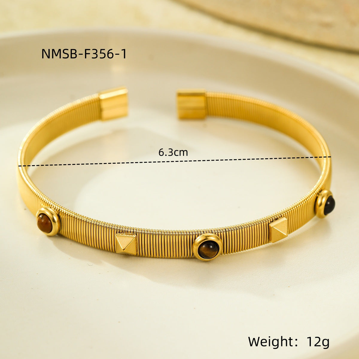 Pulsera Ajustable de Acero Inoxidable Estilo Corte Francés Vintage con Incrustaciones de Pedrería y Acabado de Galvanoplastia