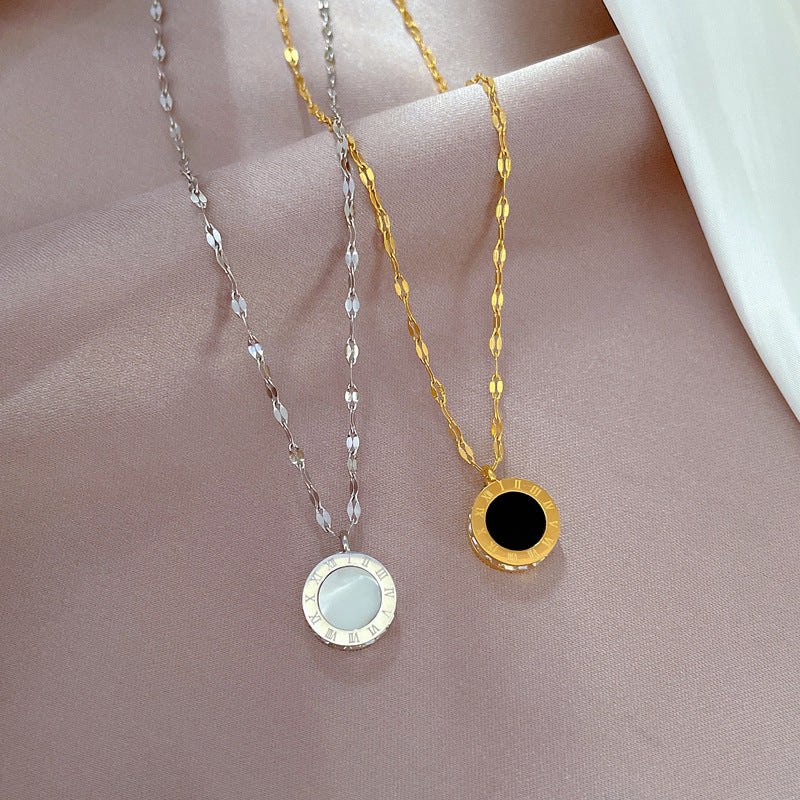 Cartoon Style Geometric Pendant Necklace in Titanium Steel with Gold Plating for Women