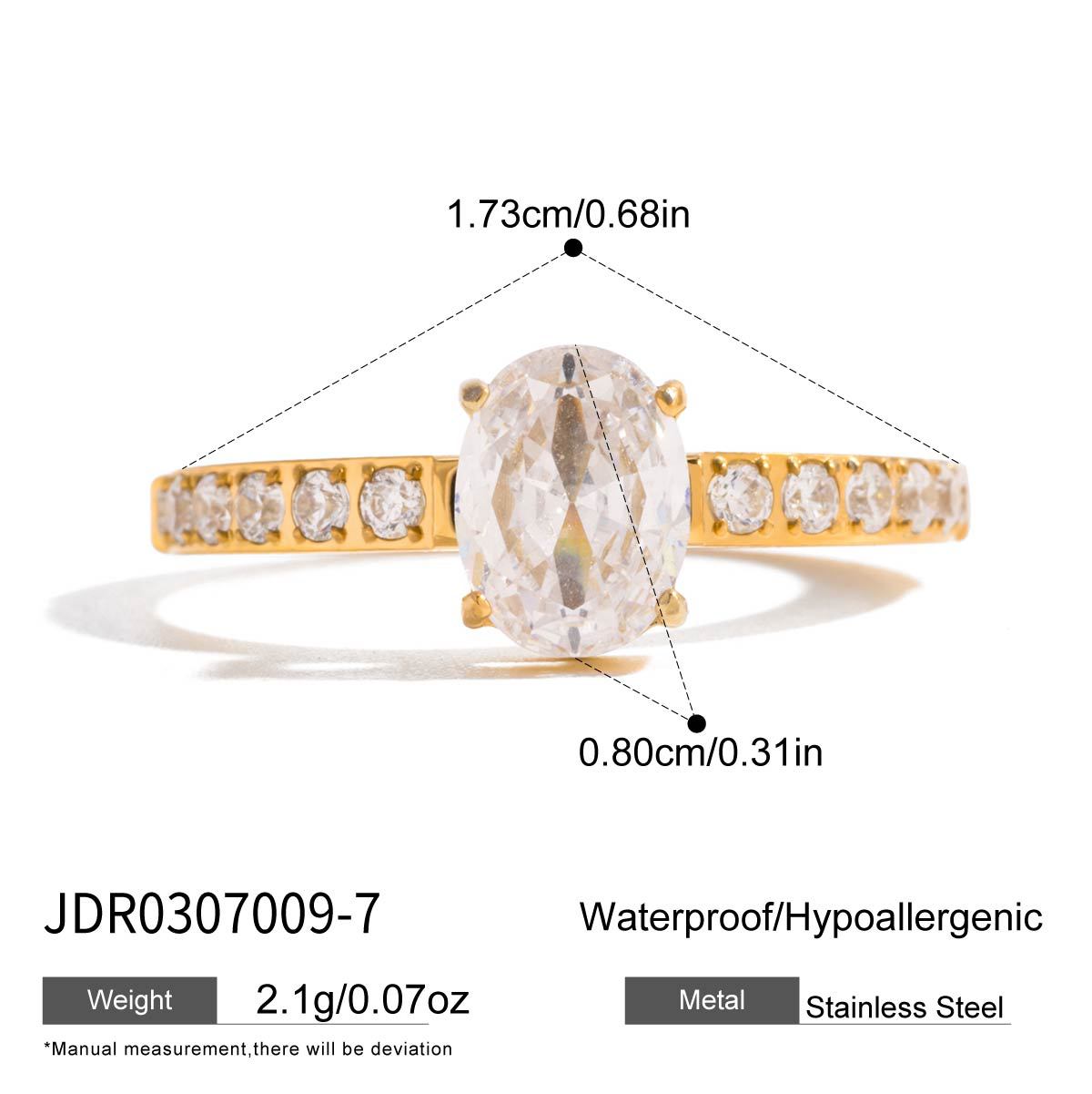Anello da Donna Geometrico Placcato in Acciaio Inossidabile con Zirconi, Gioielli Minimalisti e di Tendenza