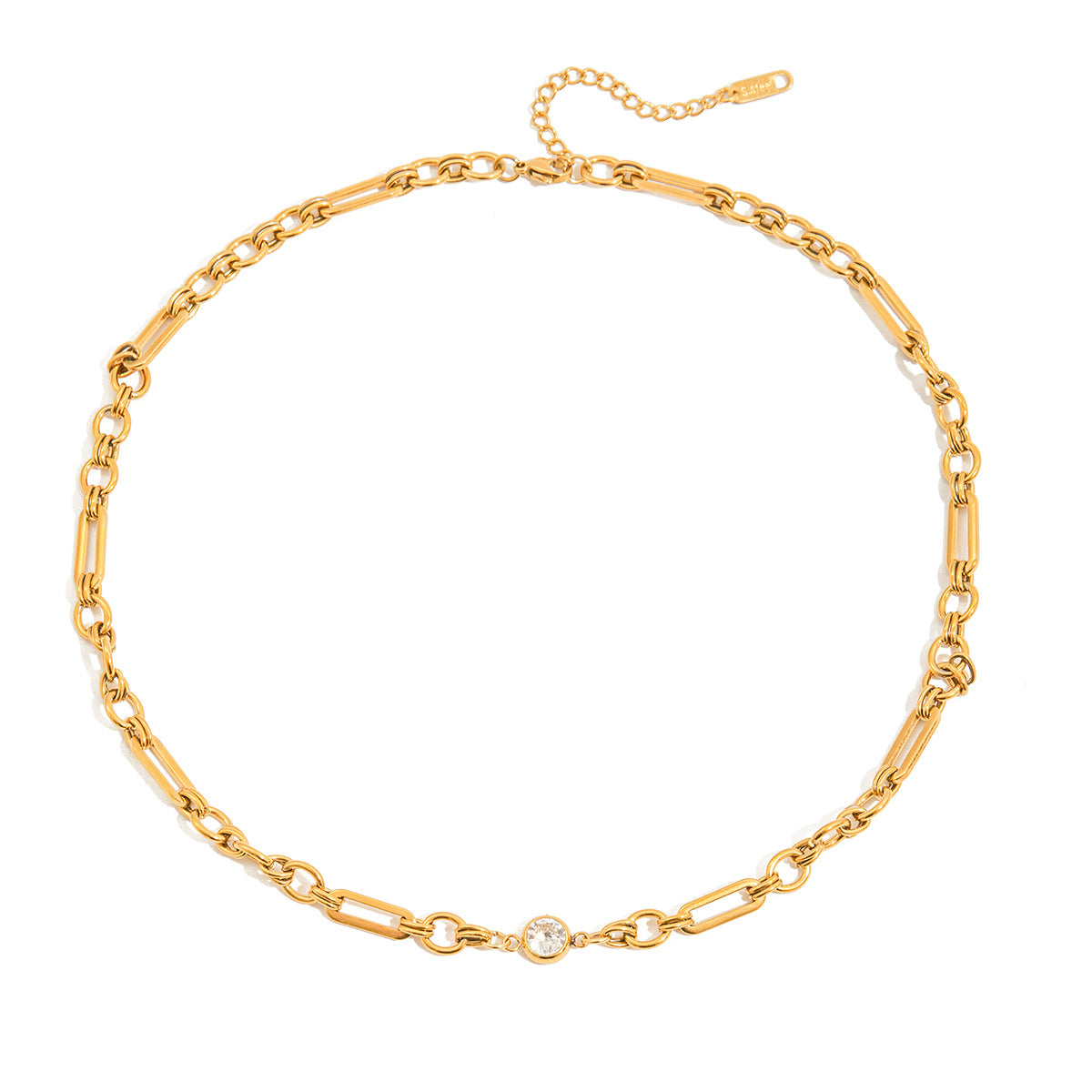 Collana geometrica in acciaio inossidabile con ciondolo in titanio placcato per donna elegante catena per clavicola