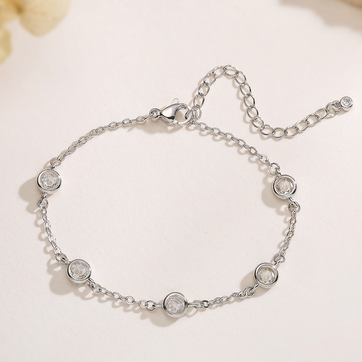 Minimalist Elegant Geometric Brass Gold Plated Cubic Zirconia Inlay Bracelet for Women