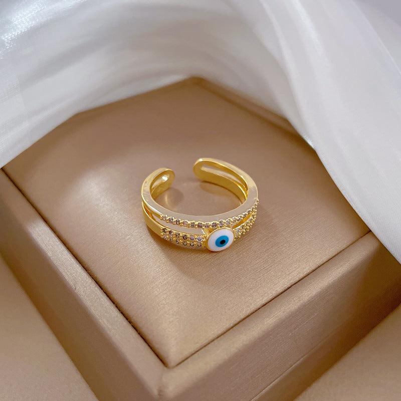 Minimalist Gold-Plated Brass Ring with Crown Shape and Zircon Inlay for Women