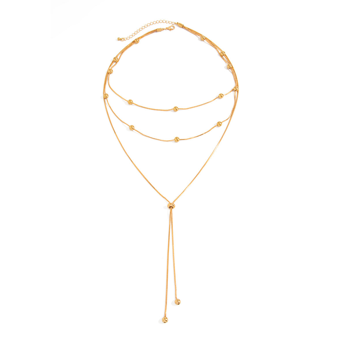 Geometric CCB Bead Multi-layer Ball Chain Necklace for Women DIY Charm Bar