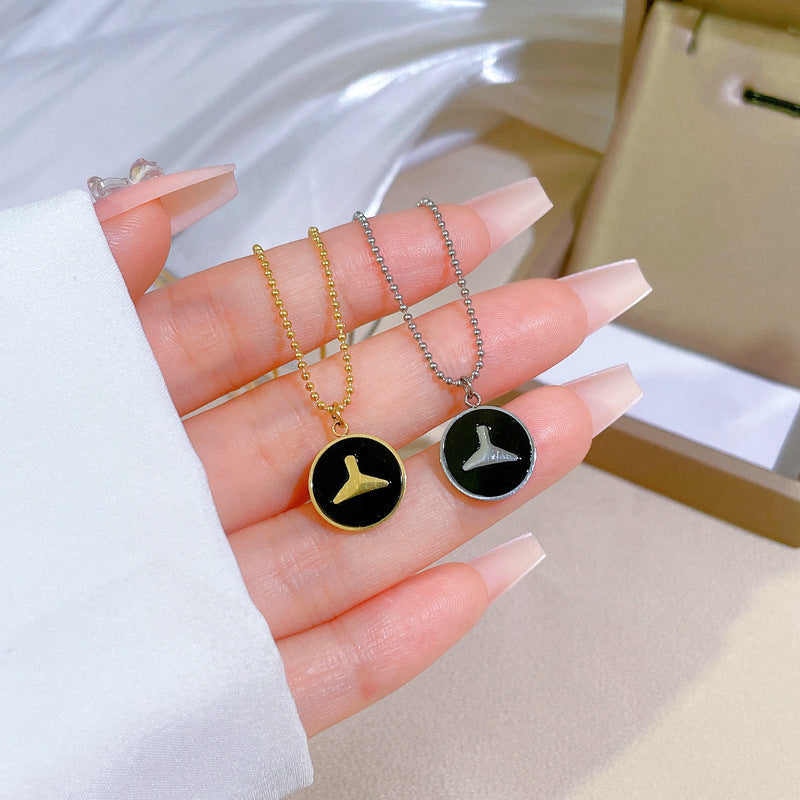Minimalist Sweet Geometric Titanium Steel PVD Mermaid Tail Necklace for Women