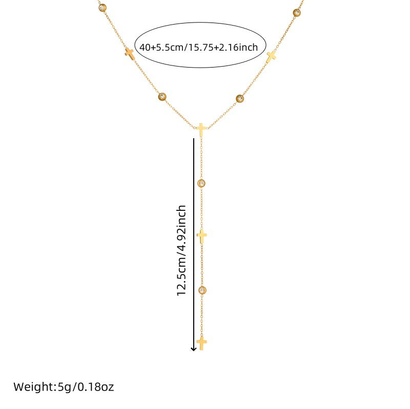 Minimalist Gold Plated Stainless Steel Heart Floral Butterfly Y-Chain Necklace for Women