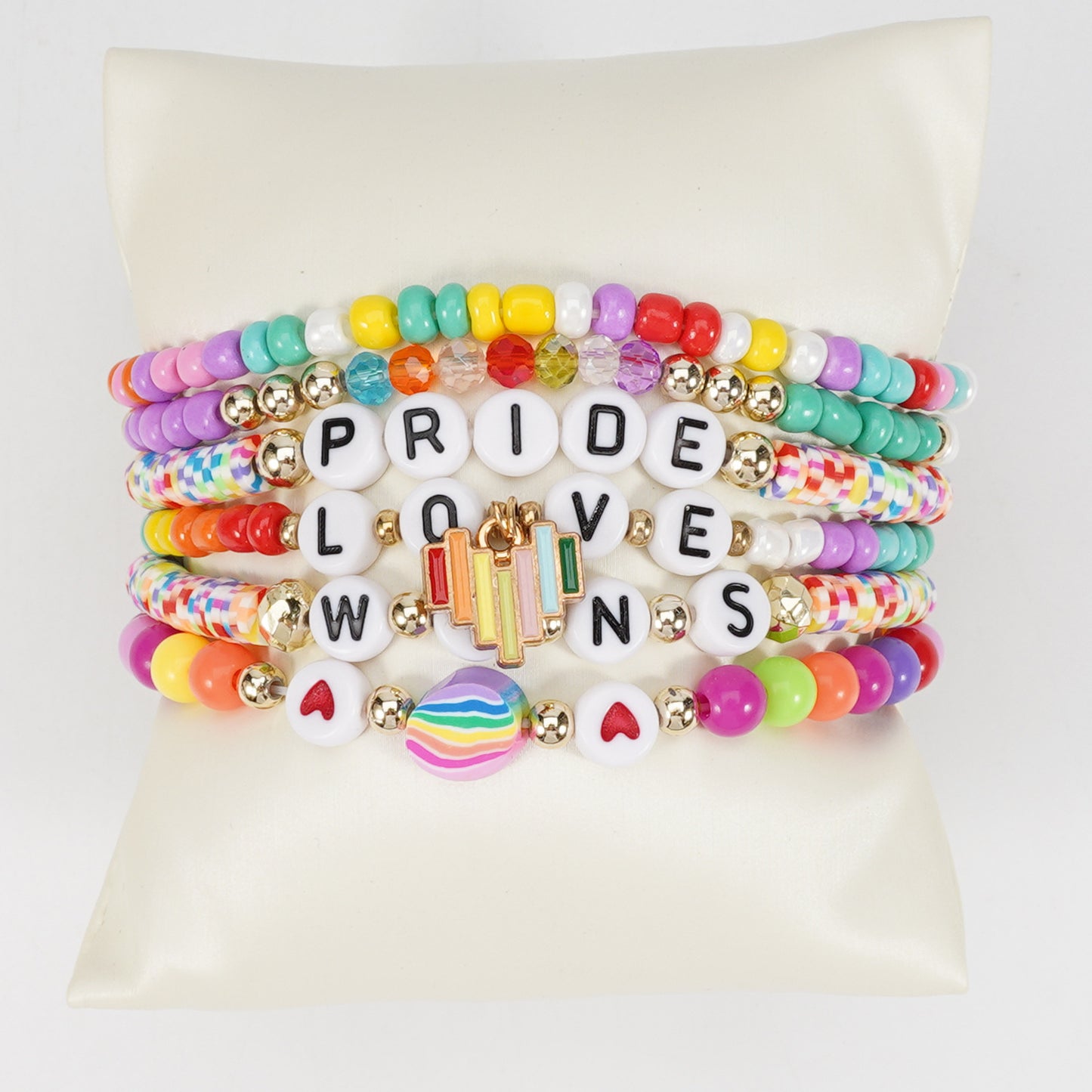 Bohemian Vintage Heart Shape Glass Pendant Multi-layer Bracelet for Women