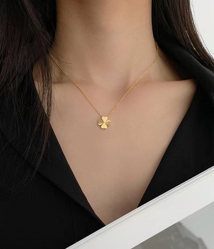 Geometric Titanium Steel Plated Pendant Necklace with Snake Chain for Women