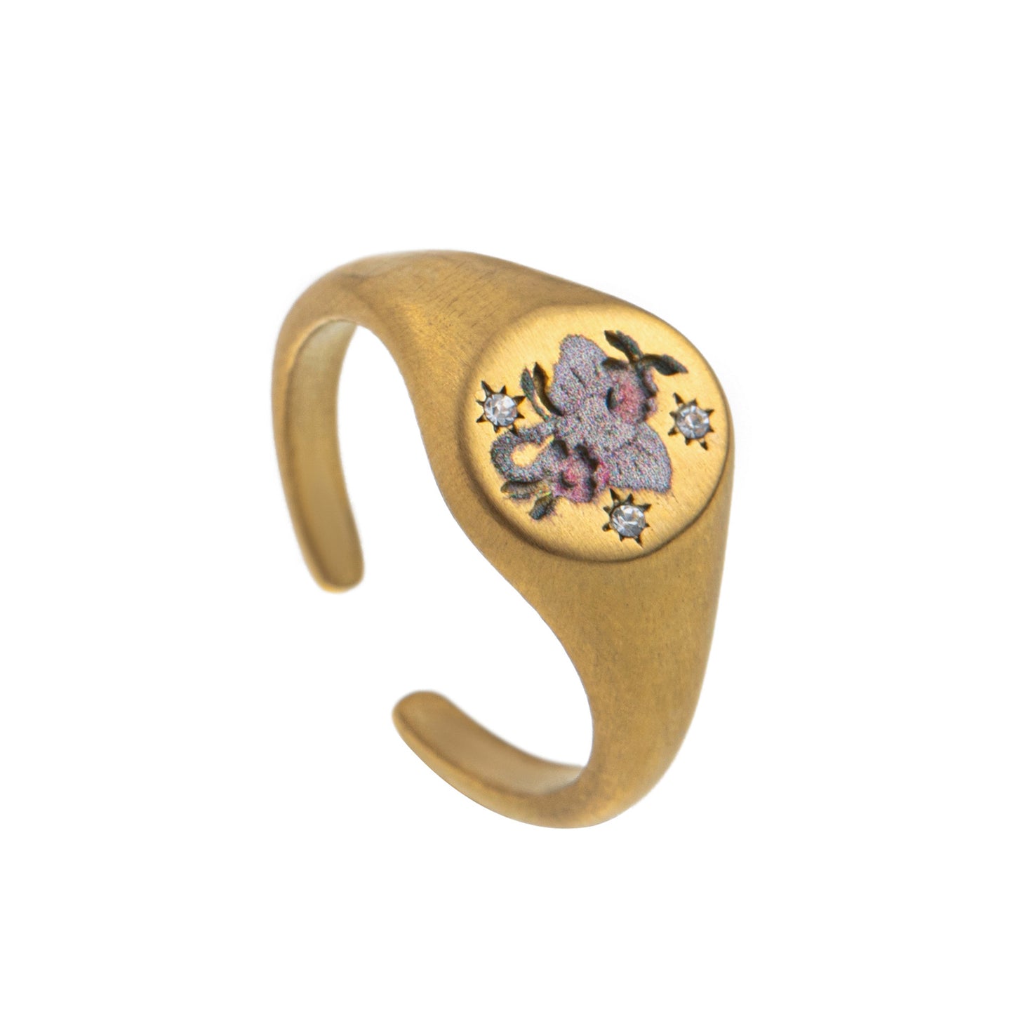Fashion Heart Animal Stainless Steel PVD Ring