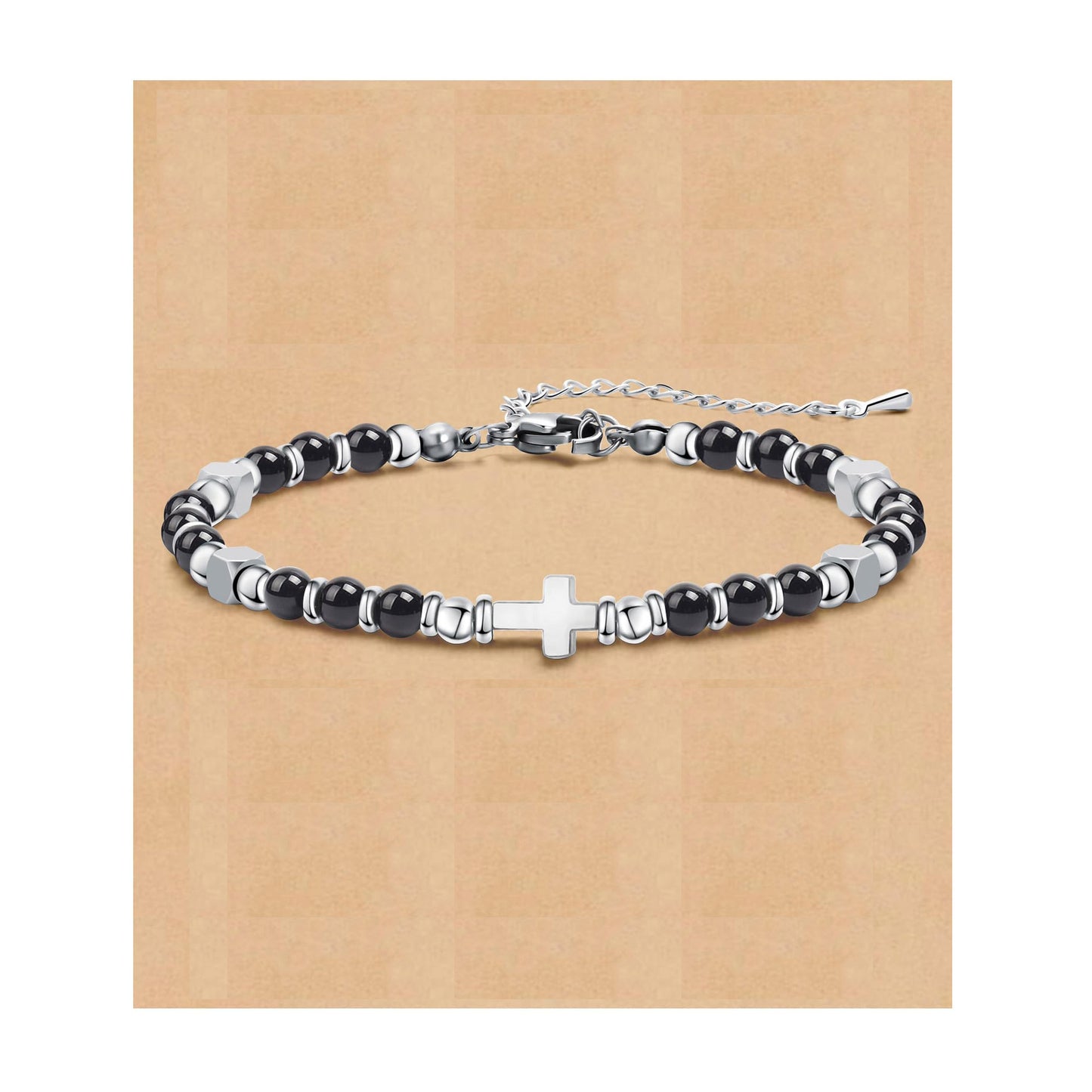 Bohemian Sweet Geometric Natural Stone Turquoise Agate Zebra Print Stainless Steel Bracelet Unisex