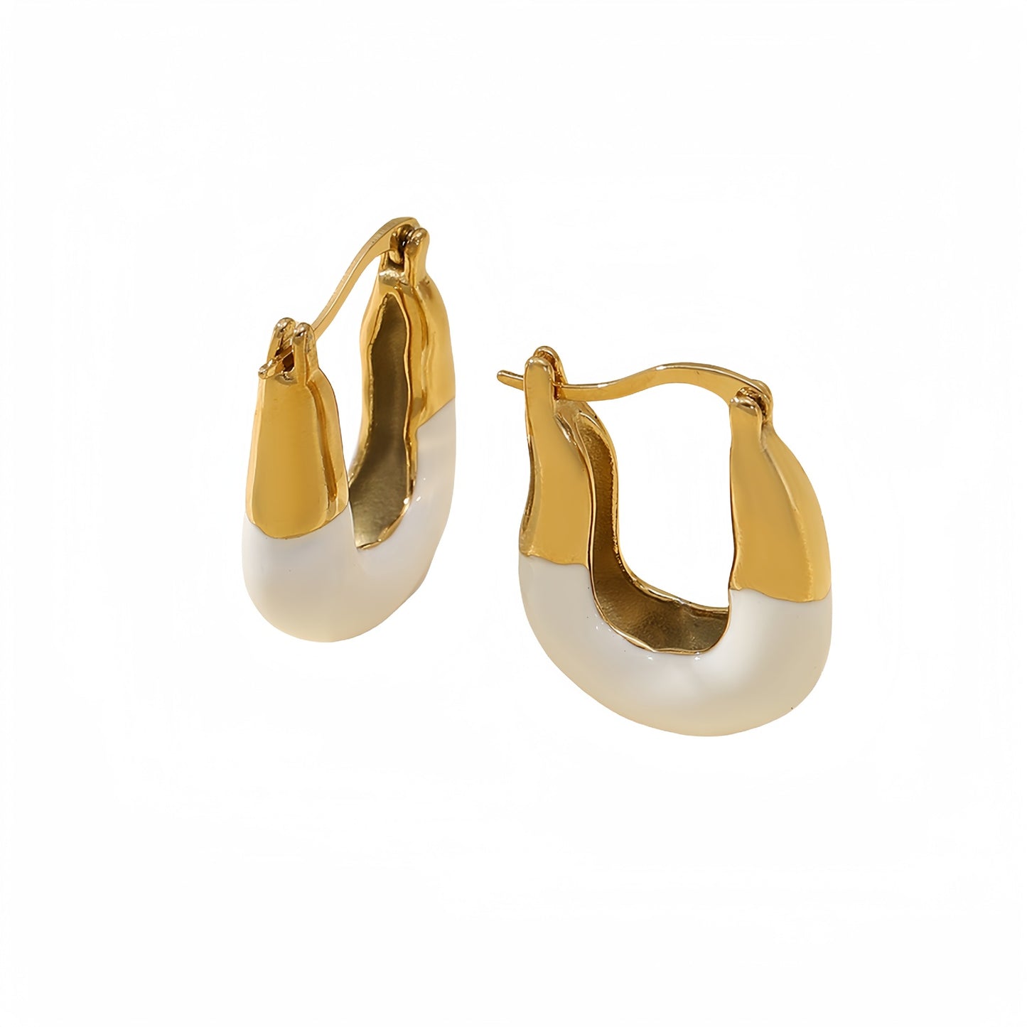 Orecchini a U alla moda da donna in acciaio al titanio con rivestimento in smalto, finitura lucida, design minimalista e adatto all'ufficio