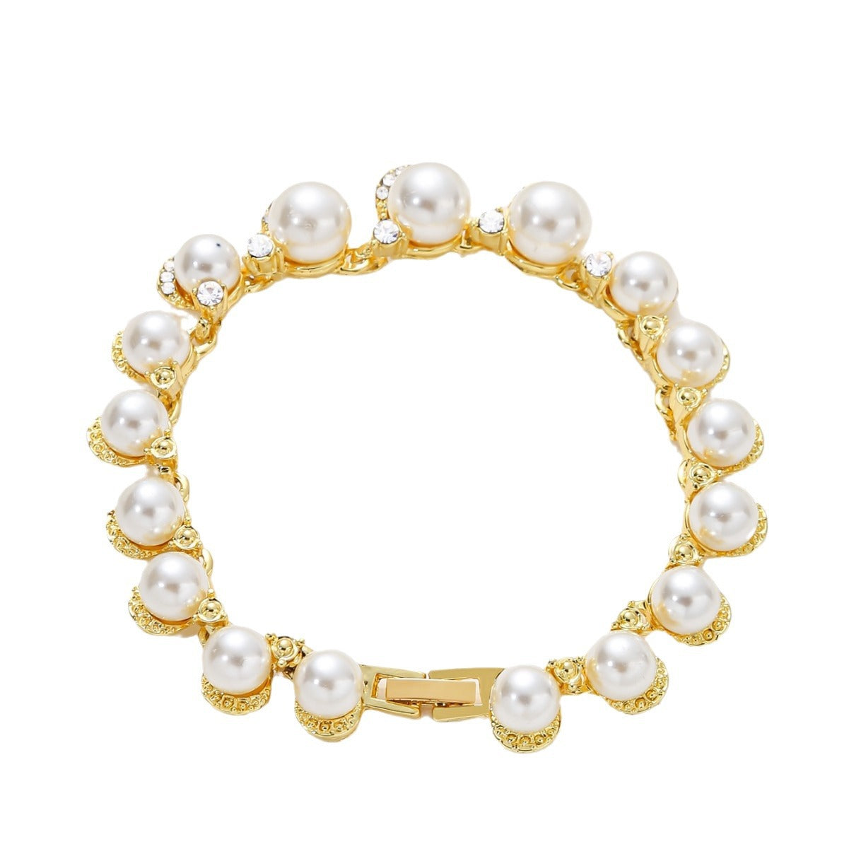 Minimalist Geometric Baroque Pearl Bracelet with Zircon Inlay for Women Alloy Chain Luxury Style