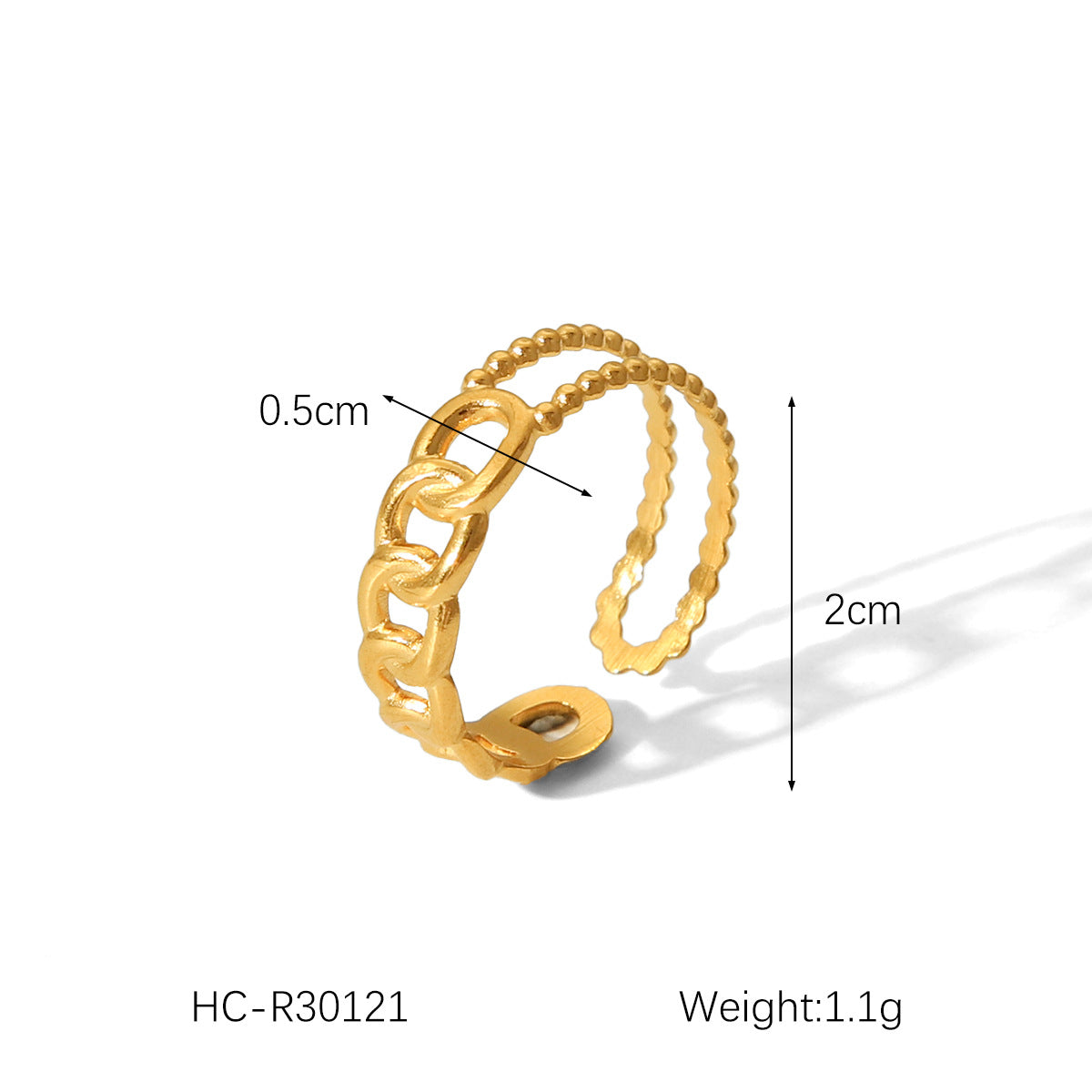 Minimalist 18K Gold Plated Heart Shape Open Ring Stainless Steel Women Jewelry